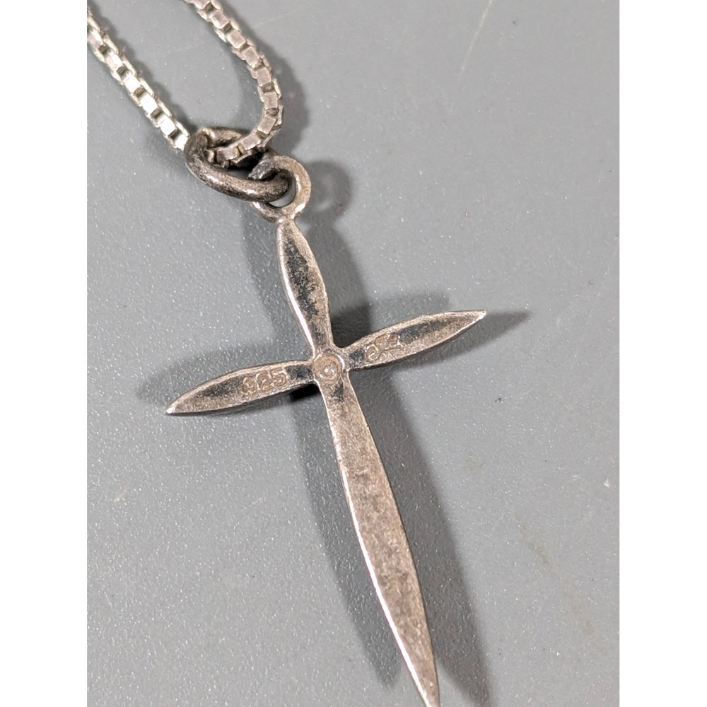 Jezlaine Sterling Silver Cross‎ Necklace 32" Long Chain Classic MInimalist - Picture 8 of 9